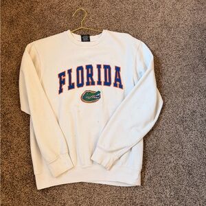 Colosseum White Crewneck with Blue and Orange Applique